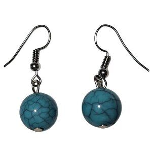 Southwestern Turquoise Ball Bead Dangle Earrings Ethnic Fashion Jewelry Women